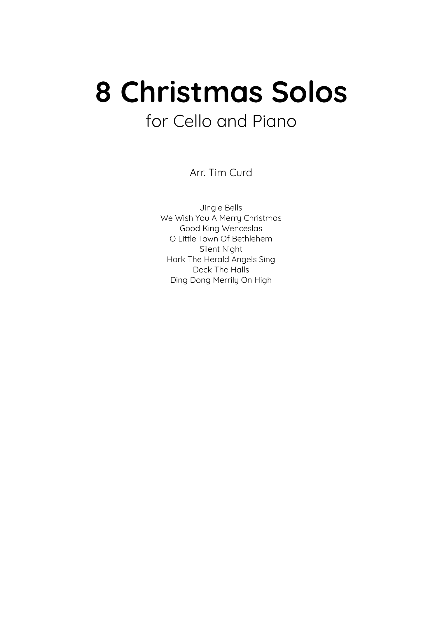 8 Christmas Solos for Cello and Piano (arr. Tim Curd)