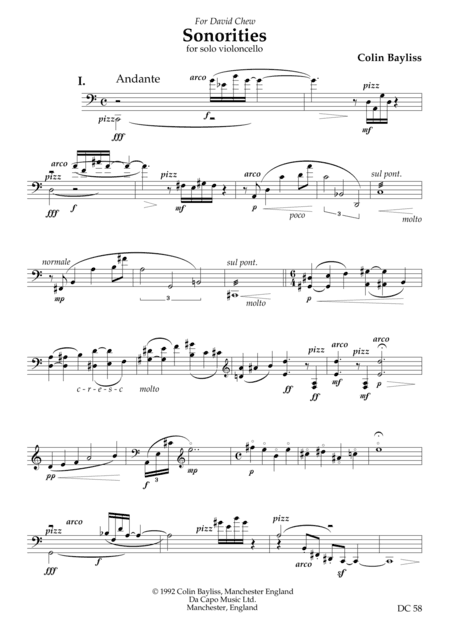 Sonorities - for solo violoncello