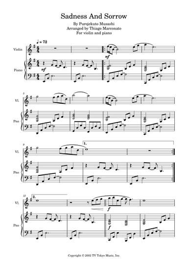 Sadness And Sorrow (arr. Thiago Marconato)