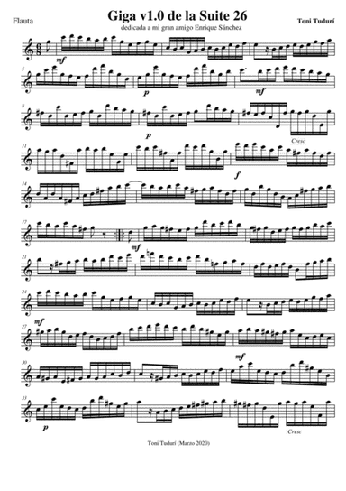 Gigue (Movement of suite 26 for solo flute)
