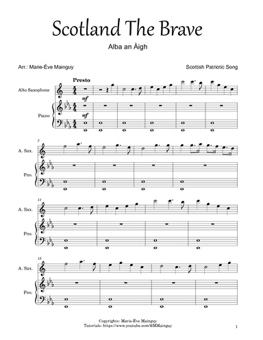 Scotland The Brave (arr. Marie-Ève Mainguy)