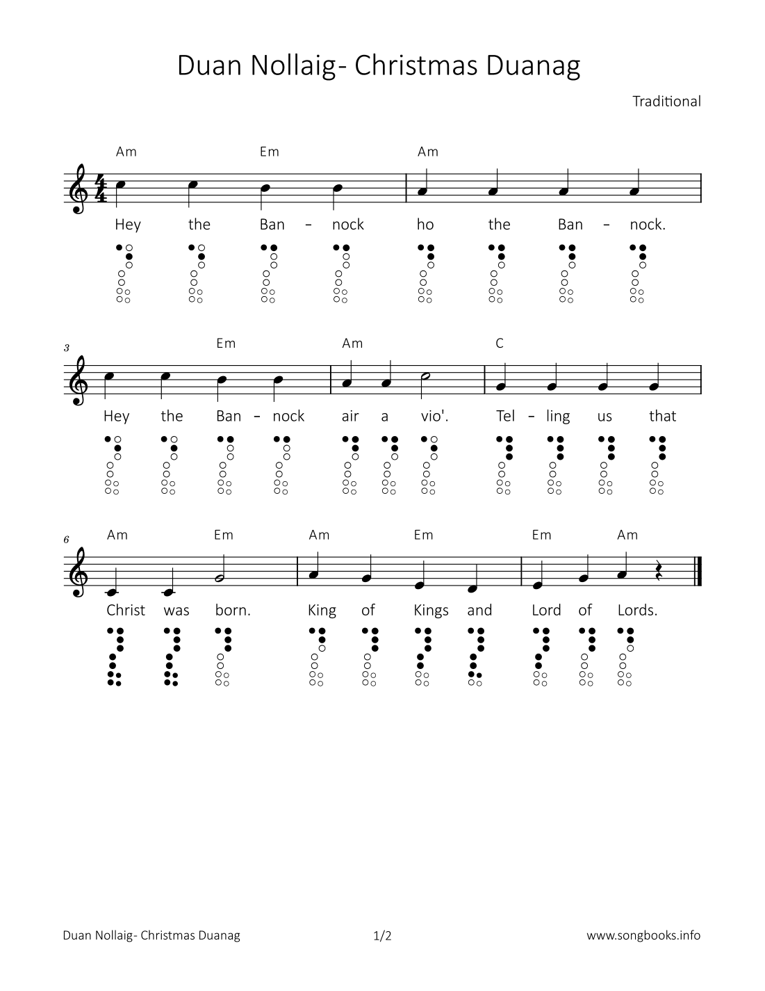 Duan Nollaig - Christmas Duanag (arr. songbooks.info)