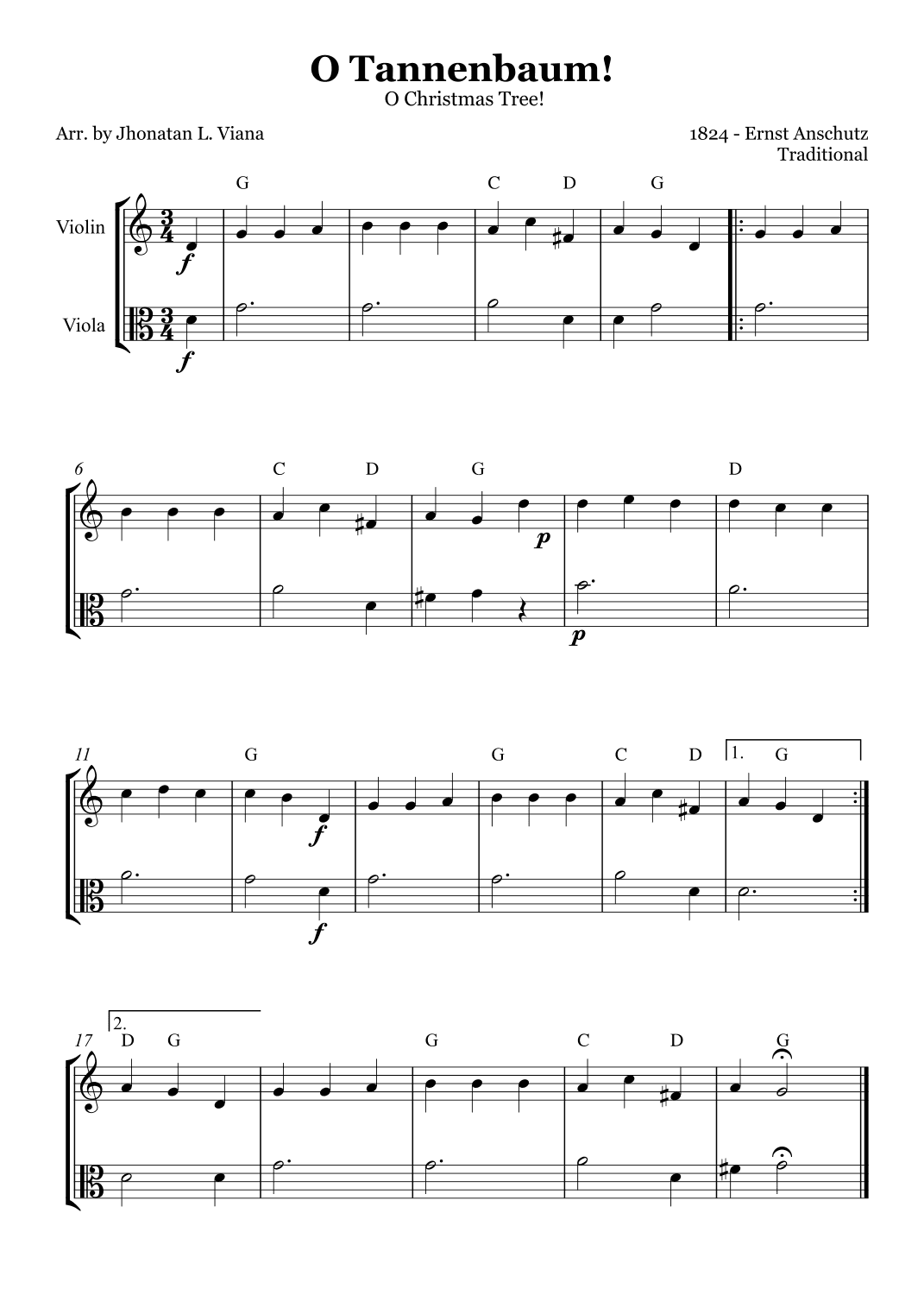 Oh! Tannenbaum! (Oh! Christmas Tree!) (arr. Jhonatan Lucio Viana)