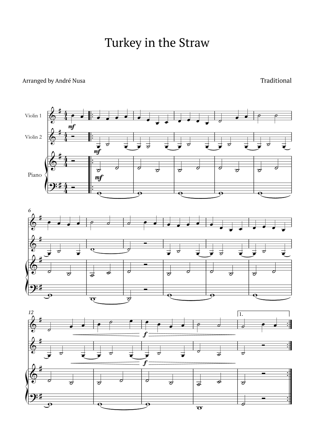 Turkey in the Straw (arr. André Nusa)