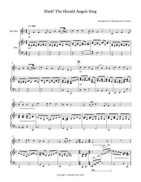 Hark! The Herald Angels Sing for Alto Sax Solo with Piano Accompaniment (NEW!) (arr. Debra E. Stempien, Gregory H. Turner)