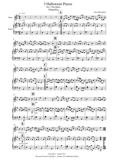 3 Halloween Pieces for Oboe And Piano (arr. David Burndrett)
