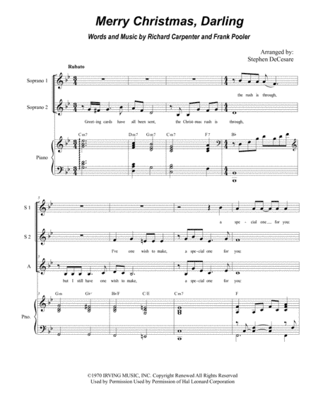 Merry Christmas, Darling (arr. Stephen DeCesare)