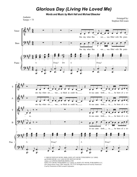 Glorious Day (Living He Loved Me) (arr. Stephen DeCesare)