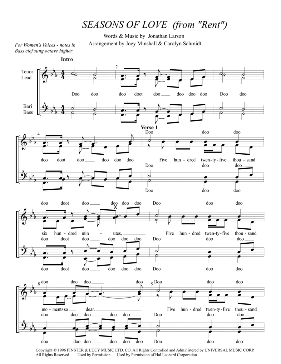 Seasons Of Love (arr. Carolyn Schmidt & Joey Minshall)