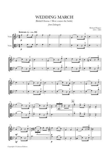 Wedding March (Bridal Chorus - Here comes the Bride) for Viola Duet (arr. Cadenza Editions)