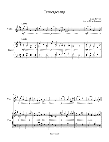 Trauergesang (arr. Nick Lacanski)