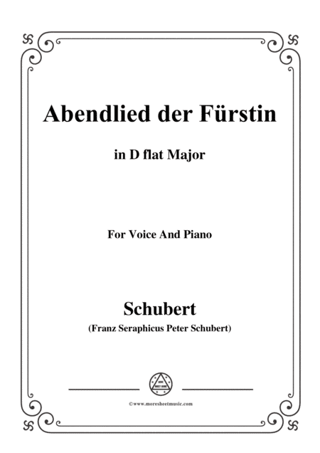 Schubert-Abendlied der Fürstin,in D flat Major,for Voice and Piano (arr. MSM)