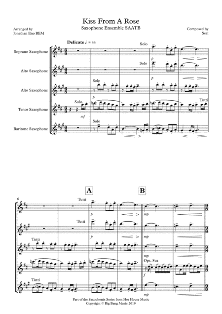 Kiss From A Rose (arr. Jonathan Eno BEM)