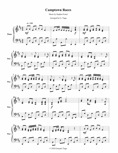 Camptown Races (Piano Solo) (arr. G. Tiago)