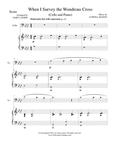 WHEN I SURVEY THE WONDROUS CROSS (Cello/Piano and Cello Part) (arr. Gary Lanier)