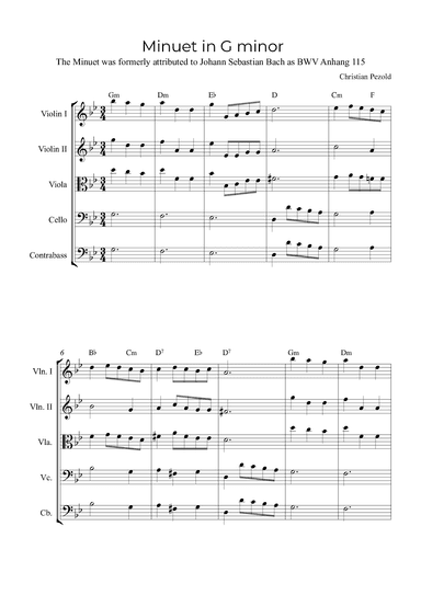 Minuet In G minor (with chords) (arr. Alex Nunes Rodrigues)