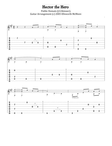 Hector the Hero (For Fingerstyle Guitar Tuned Drop D) (arr. Ellsworth McMeen)