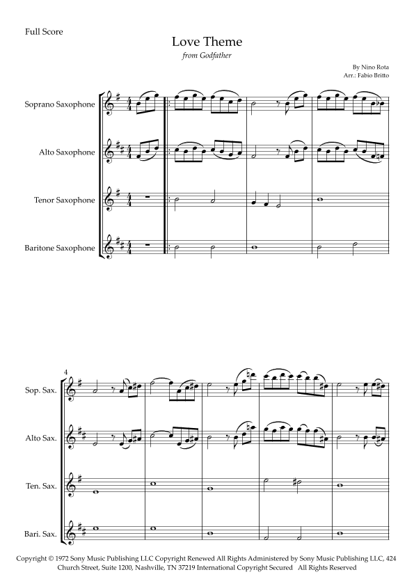 The Godfather (love Theme) (arr. Fabio Britto)