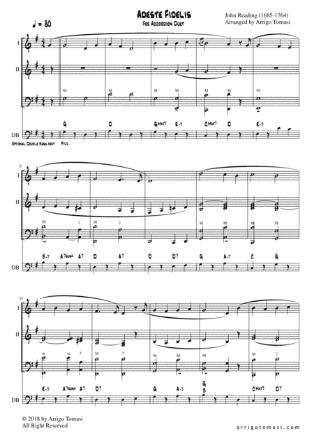 Adeste Fidelis for Accordion Duet (arr. Arrigo Tomasi)