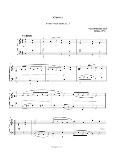 Bach - Gavotte from French Suite No. 5 (Easy piano arrangement) (arr. MPS)