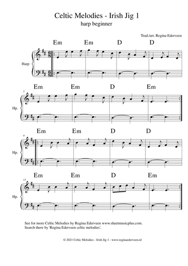 Celtic Melody - Irish Jig 1 - harp beginner