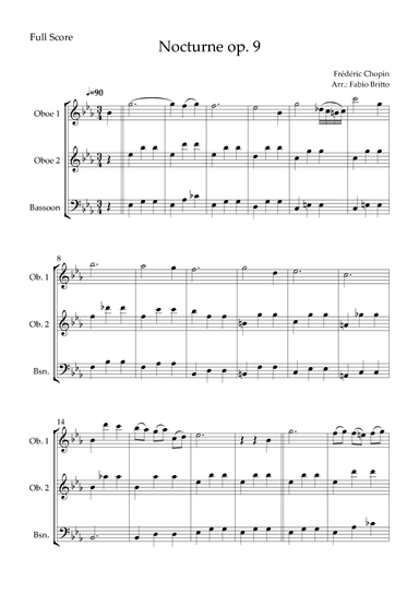 Nocturne Op.9 No. 2 (Frédéric Chopin) for Woodwind Trio (arr. Fabio Britto)