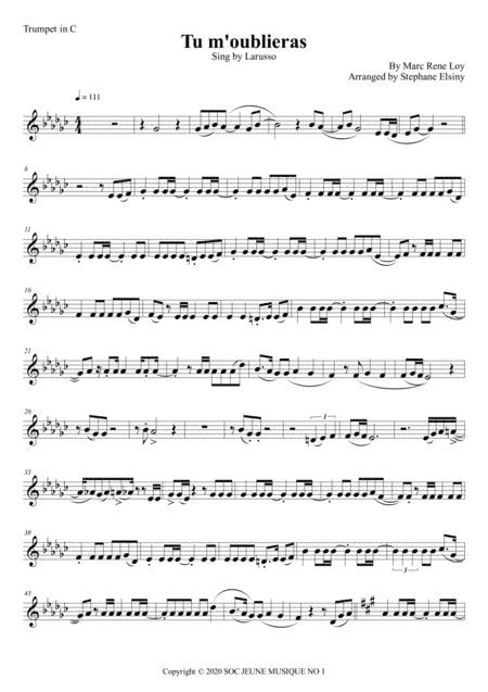 Tu M'oublieras (arr. Stephane ELSINY)
