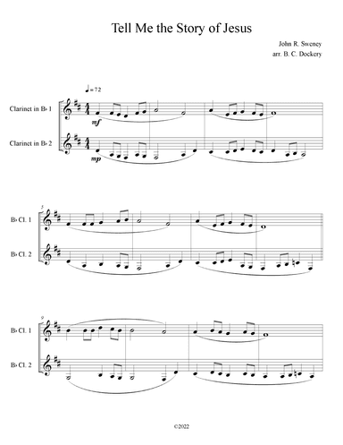 Tell Me the Story of Jesus (Clarinet Duet) (arr. B. C. Dockery)