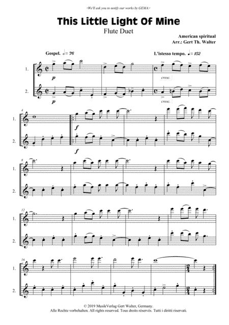 This Little Light Of Mine (arr. Gert Th. Walter)