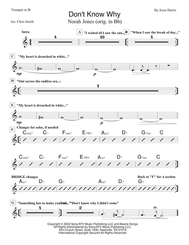 Don't Know Why (arr. Chris Smith)