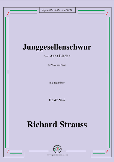 Richard Strauss-Junggesellenschwur,in e flat minor (arr. OSM Press)