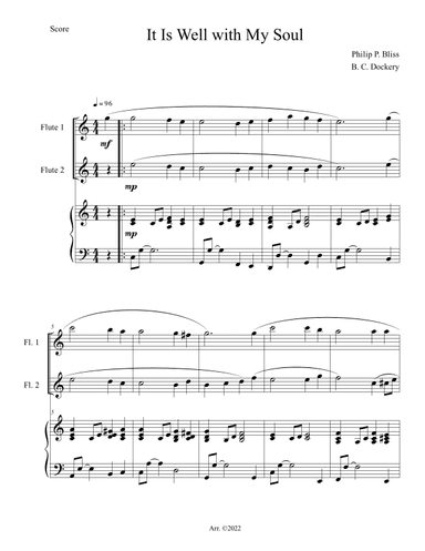 It Is Well with My Soul (Flute Duet with Piano Accompaniment) (arr. B. C. Dockery)
