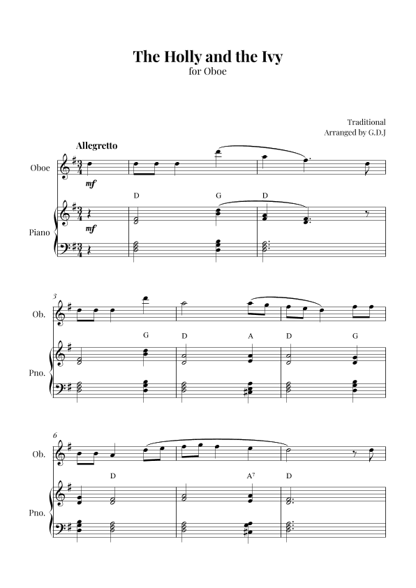 The Holly and the Ivy (arr. GDJ)