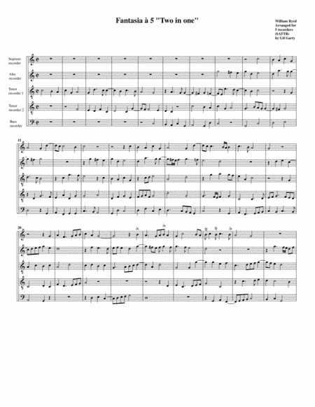 Fantasia a5 "Two in one" (arrangement for 5 recorders) (arr. Gil Garty)