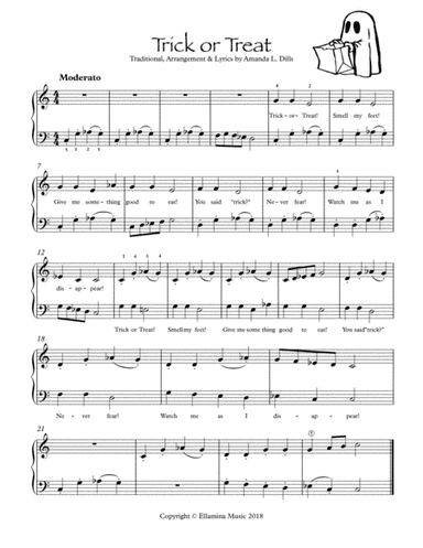 Trick or Treat (Halloween song - with updated lyrics - for Easy Piano) (arr. Amanda L. Dills)