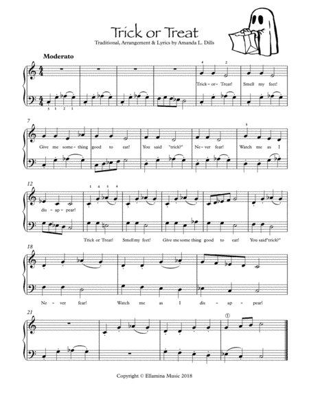 Trick or Treat (Halloween song - with updated lyrics - for Easy Piano) (arr. Amanda L. Dills)