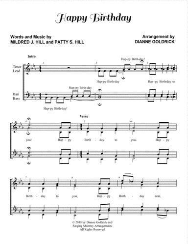 Happy Birthday, Women's Barbershop - CHORAL PRICING (arr. Dianne Goldrick)