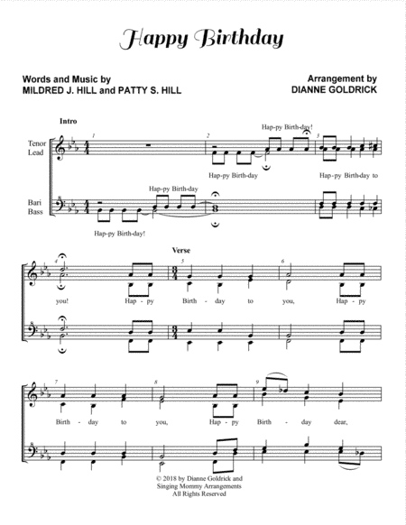 Happy Birthday, Women's Barbershop - CHORAL PRICING (arr. Dianne Goldrick)