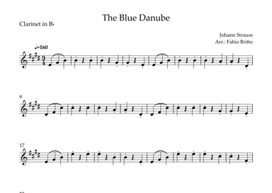 The Blue Danube (Waltz by Johann Strauss) for Clarinet in Bb Solo (arr. Fabio Britto)