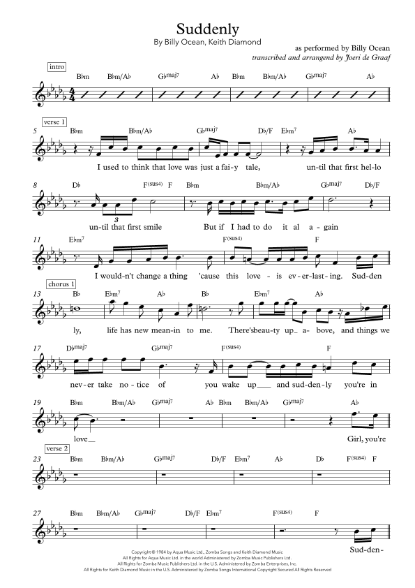 Suddenly (arr. Joeri de Graaf)