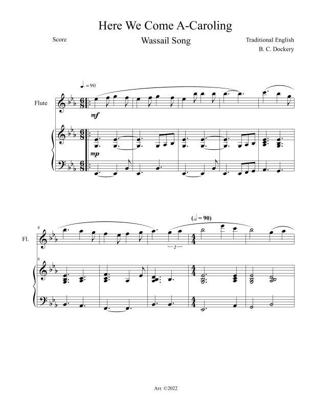 Here We Come A-Caroling (Flute Solo with Piano Accompaniment) (arr. B. C. Dockery)