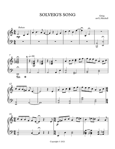 SOLVEIG'S SONG (arr. Lee Mitchell)