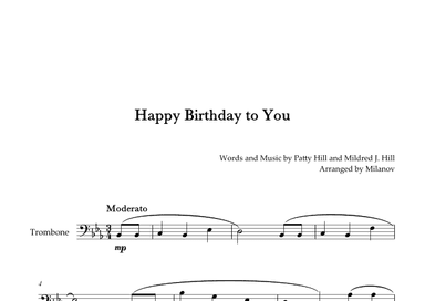 Happy Birthday to You | Trombone | E-flat Major (arr. Milanov)