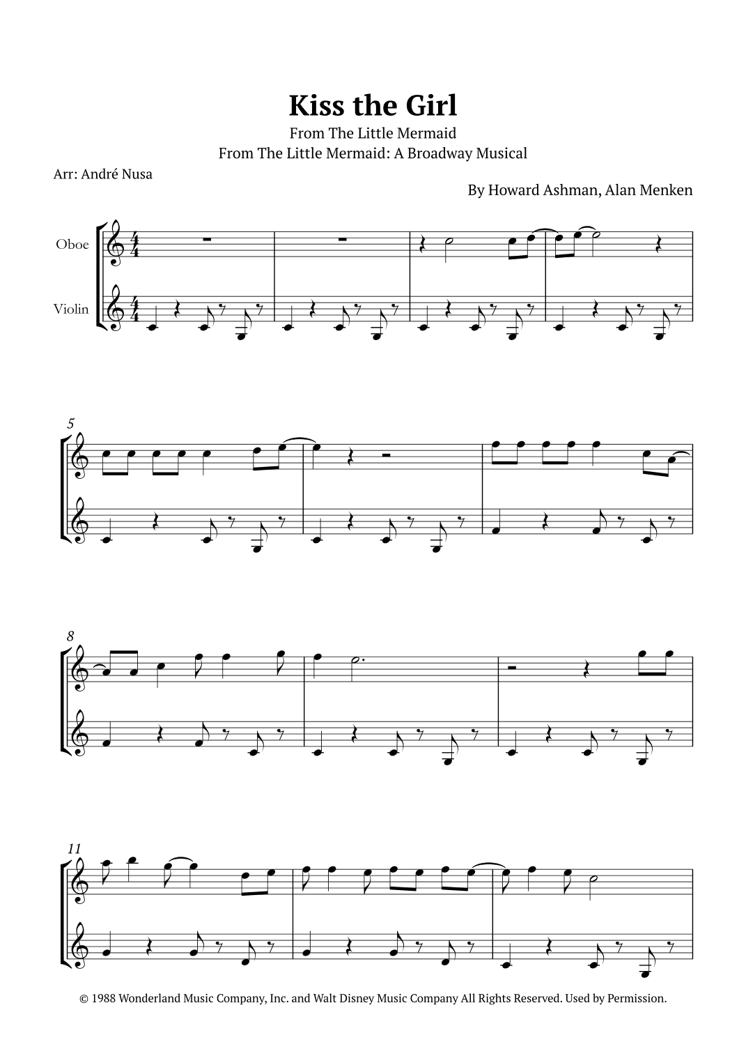 Kiss The Girl (arr. André Nusa)