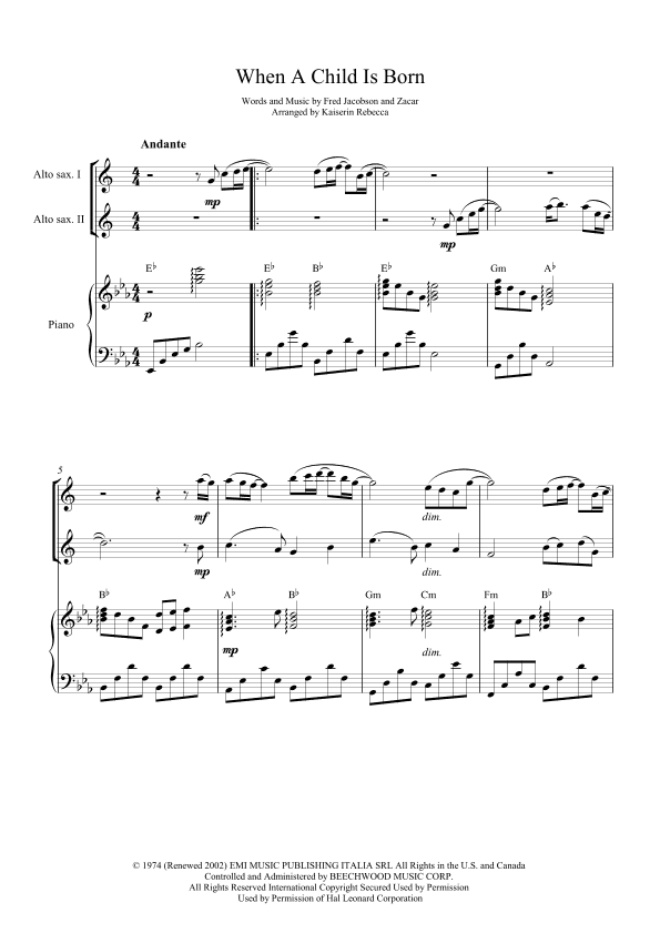 When A Child Is Born (arr. Kaiserin Rebecca)