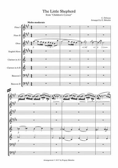 The Little Shepherd from "Children's Corner" - Woodwind Choir or Ensemble (arr. E. Shkultin)
