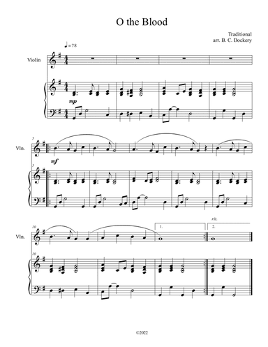 O the Blood (Violin Solo with Piano Accompaniment) (arr. B. C. Dockery)
