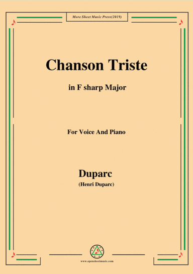 Duparc-Chanson Triste in F sharp Major (arr. MSM)