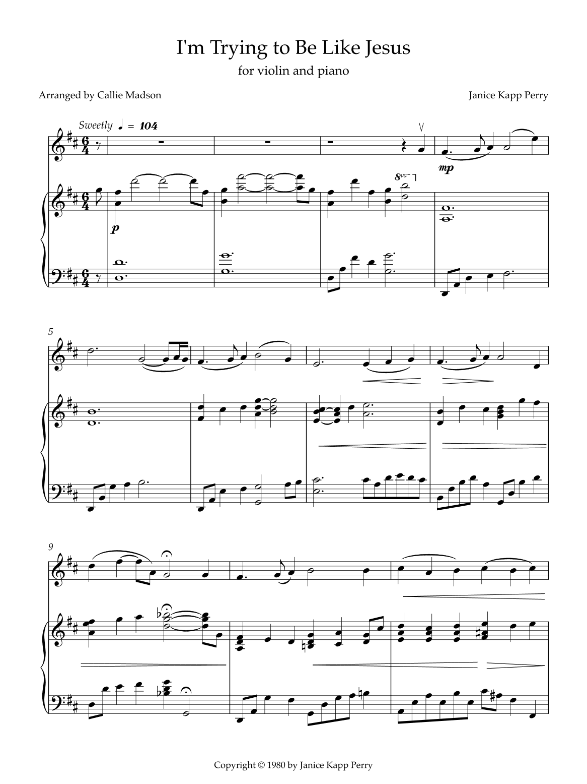 I'm Trying to Be like Jesus (arr. Callie Madson)