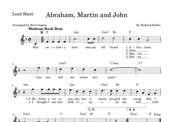 Abraham, Martin And John (arr. Ben Clapton)